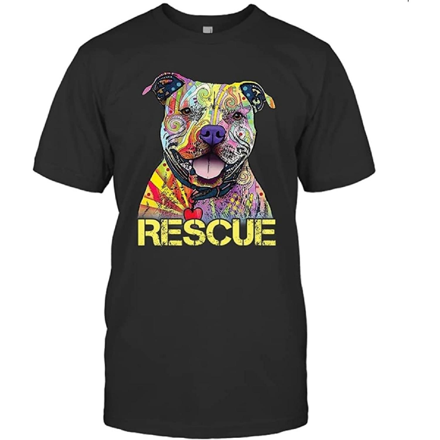 Rescue Dog Colorfull Pitbull Dog Adopt Don t Shop Shirt for Men Women Plus Size _ Made in USA _ by VnSupertramp Apparel XXXXXL разноцветный