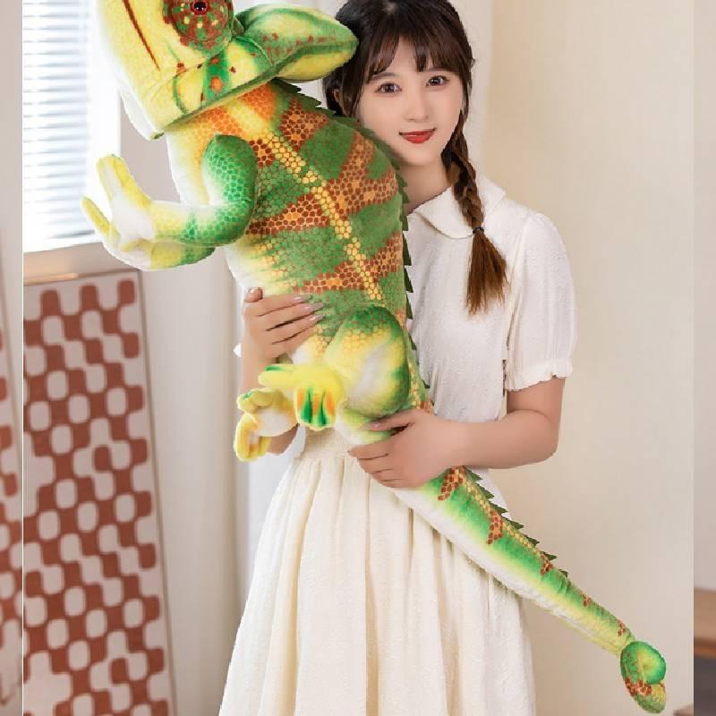 Realistic Plush Chameleon Stuffed Toy Large 80cm And 110cm Soft Pp Cotton