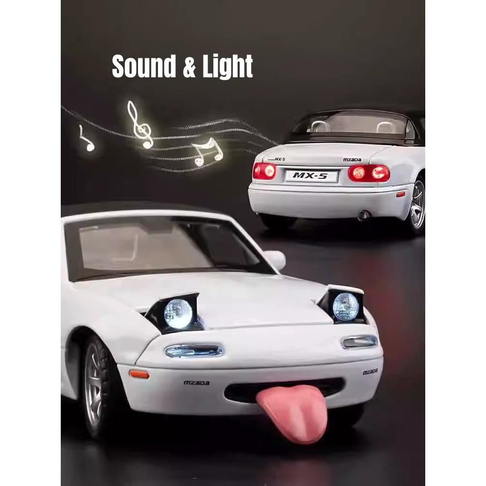1/32 Mazda MX-5 Miniature Diecast Miata RoadSter Toy Car Model Sound & Light Doors Openable Collection Gift for Children Boy Kid