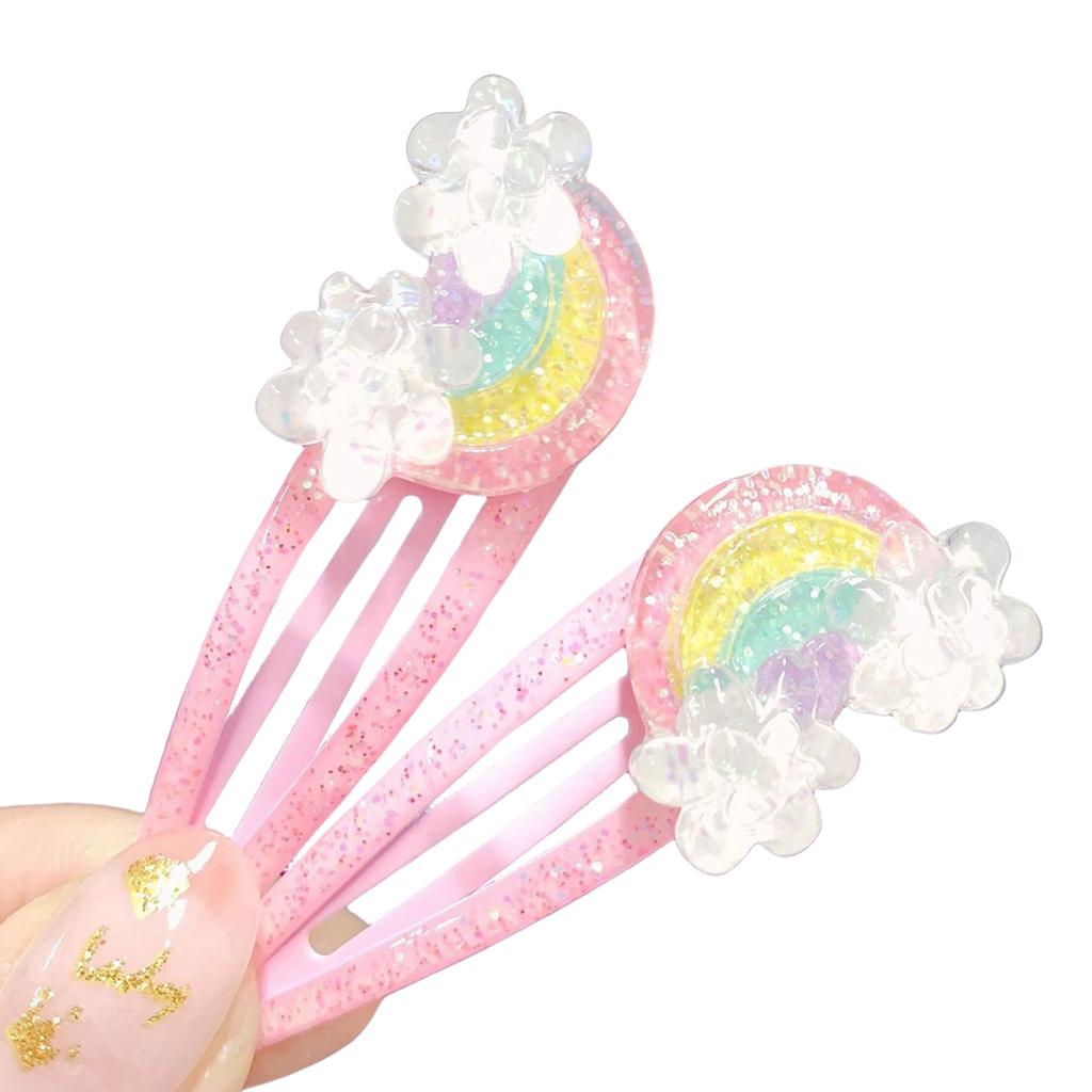 1pair Glitter Hair Clips Cartoon Pattern Hair Barrettes Children Hairpin Hair Accessories for Kids Birthday Party
