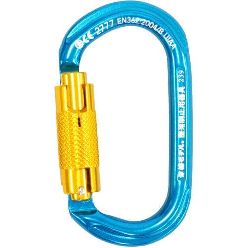 Tsubaki Model TC-2 Aluminum Carabiner, O-Type, Twist Lock, Blue, 23KN