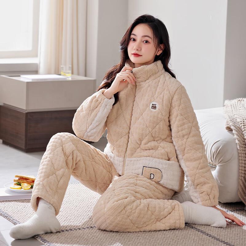 Shenbaolai Women's Winter Padded Coral Fleece Loungewear