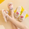 Elegant Hairy Slippers Fruit Linen Slippers Summer Home Indoor Sandals Slippers Simple Fabric Cotton Slippers Female Home Shoes Slippers Pink