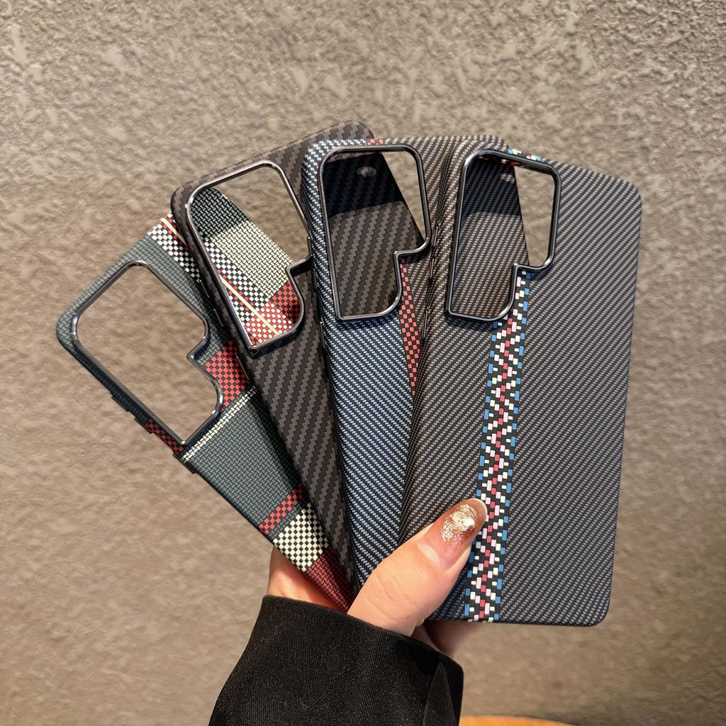 For Samsung Galaxy S26 S25 S24 S23 Ultra Plus Carbon Fiber Texture Case For Magsafe Wireless Charging Alloy Lens PC Points Cover