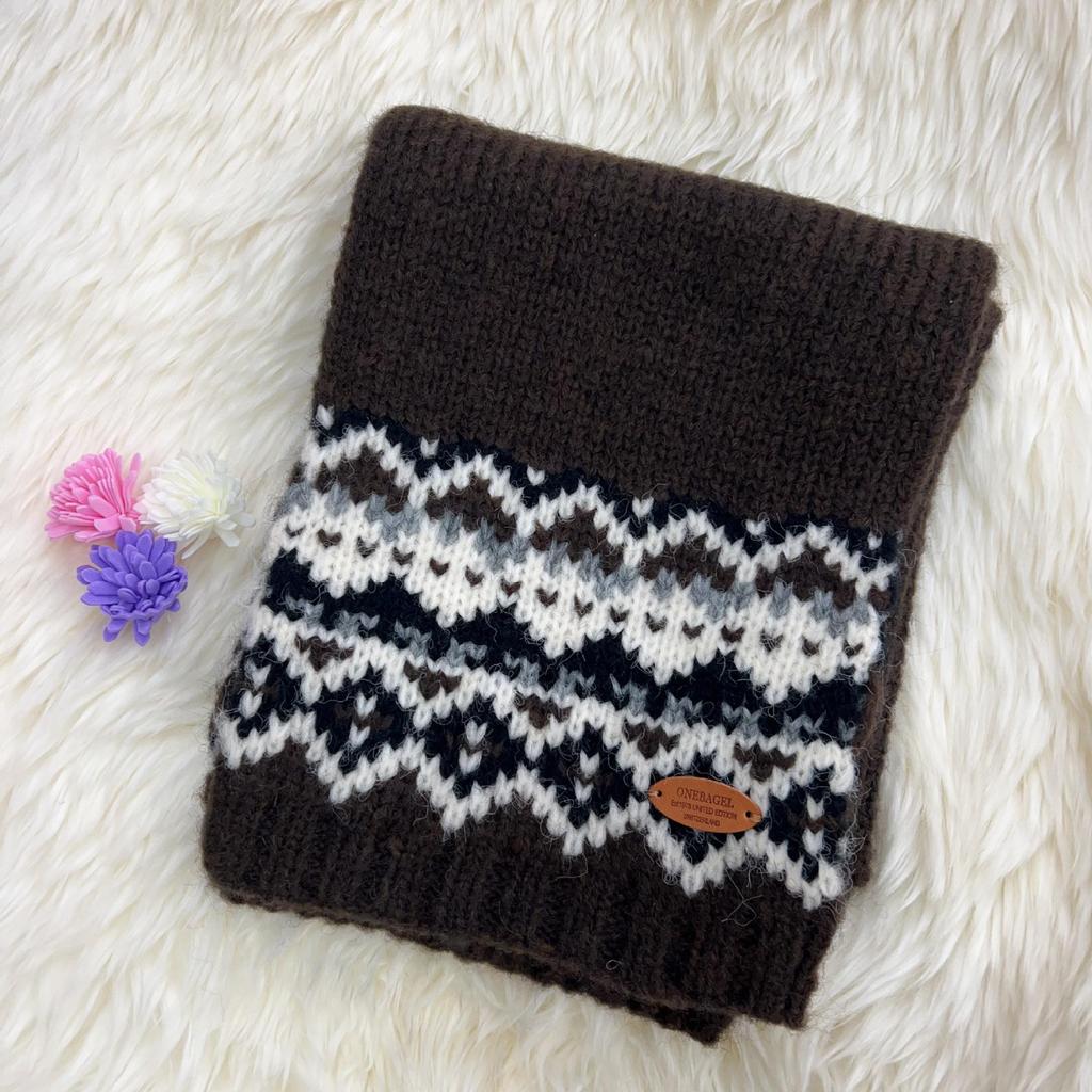 2024 Fair Isle Grüner Strickschal: Winter Koreanischer Stil, Weihnachtsatmosphäre, Dicker & Warmer Nackenwärmer für Männer & Frauen