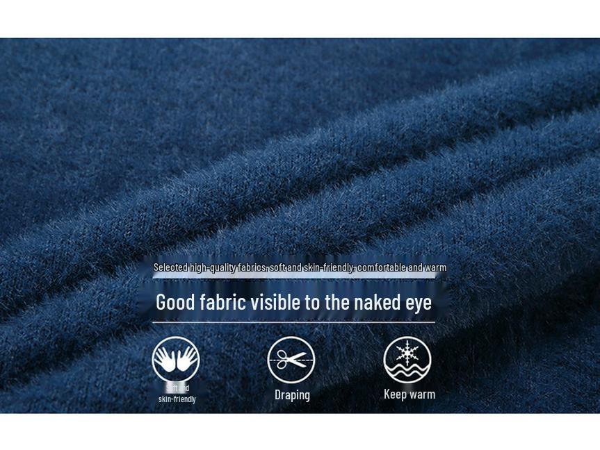 Pánský svetr z tlustého zimního norkového kašmíru s polovyvýšeným límcem a sametovou podšívkou