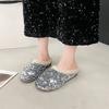 Sequin Baotou Slippers Autumn and Winter New Round Toe Deep Mouth Soft Sole Non-slip Wear-resistant Flat Shoes