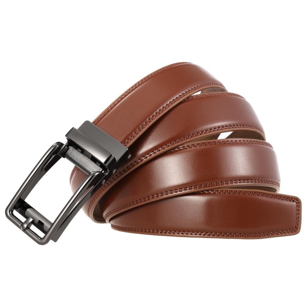 Casual Alloy Automatic Buckle Cowhide Belt, Reverse Pull Design
