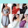 Sexy Women Lace Night Dress Nightwear Mini Deep V Straps Skirts Silk Sleepwear