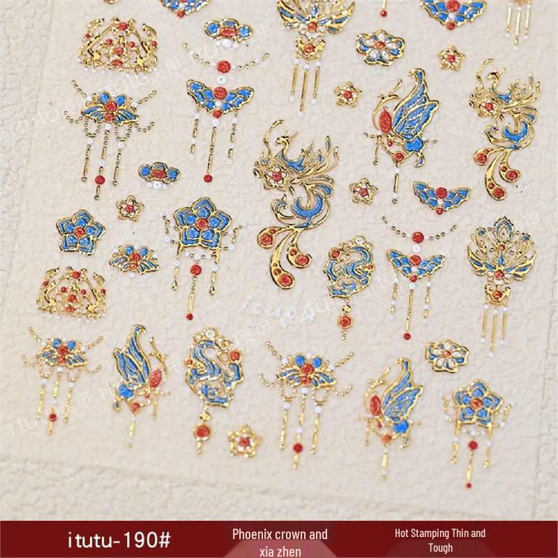 

Наклейки для ногтей «кошачий глаз» с 3D-тиснением в китайском стиле для свадеб standard