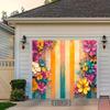 2D Colorful Floral Backdrop, Vibrant Flowers with Striped Background