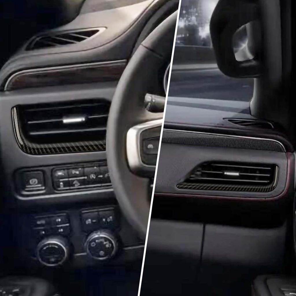 Carbon Fiber Center Console Dashboard Side Air Vent AC Outlet Cover Trim Interior Accessories Compatible with Chevy Suburban SUV 2020-2023,for GMC