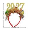 Christmas Light Up Headband 2027 Cute Glitter Hair Hoop New Year Eve Costume Party Accessory For Women Girls Holiday Dress Up