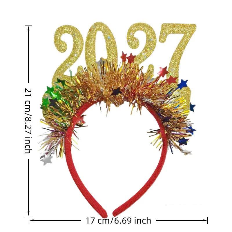 Christmas Light Up Headband 2027 Cute Glitter Hair Hoop New Year Eve Costume Party Accessory For Women Girls Holiday Dress Up