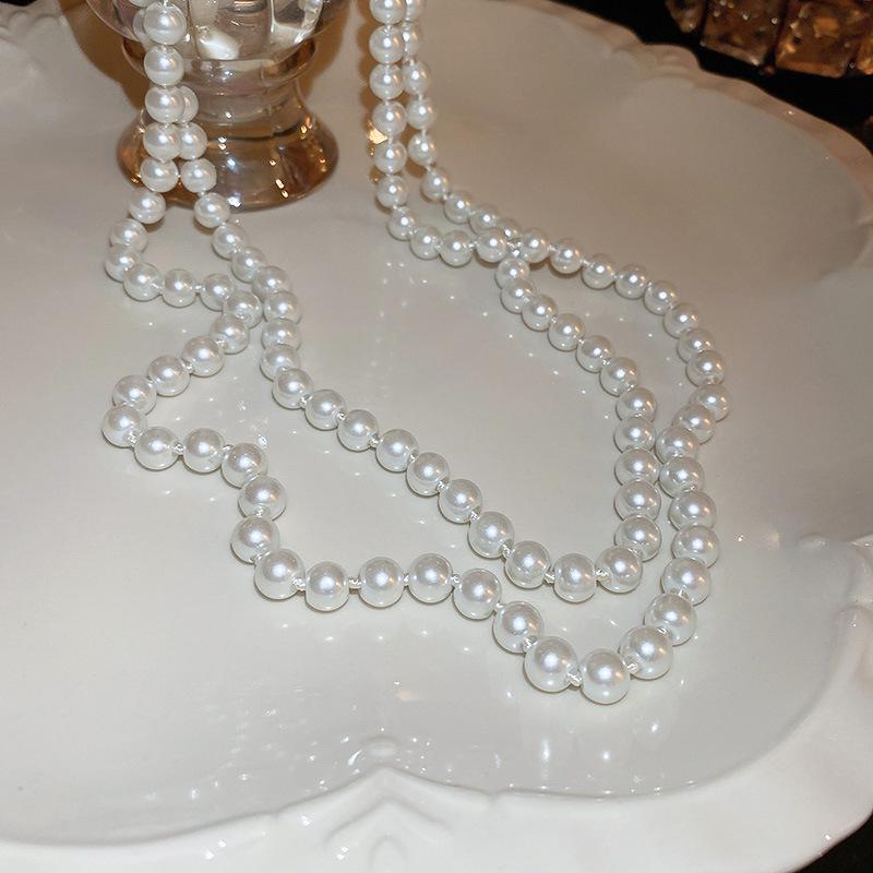 Korean Trendy Long Pearl Necklace - Minimalist Light Luxury for Sweaters