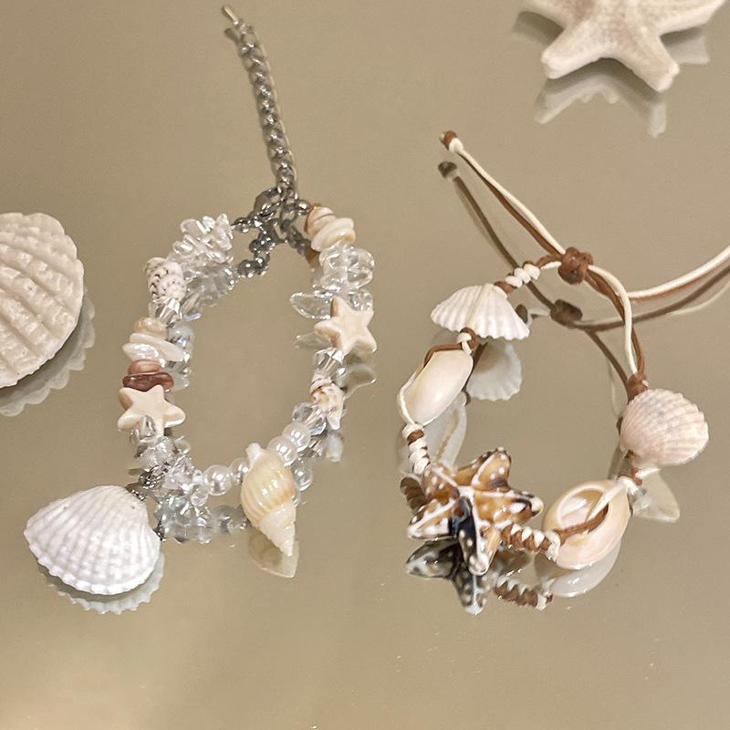 Shell Crystal Pearl Starfish Pendant Bracelet Holiday Style Niche Versatile Bracelet Fashion Advanced Temperament Jewelry