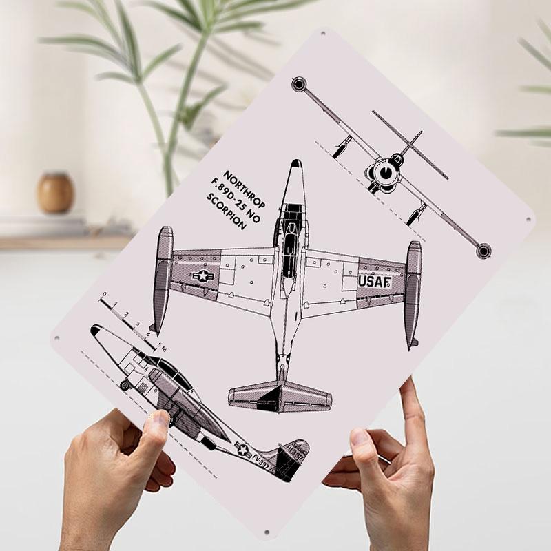 Northrop F89D Scorpion Jet Tinplate Poster Customized Wall Art Vintage Retro Metal Signs for Room Decorations Coffee Bar Decor