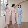 High-end silk cheongsam summer 1011 new jacquard new Chinese-style mulberry silk bride toast cheongsam dress