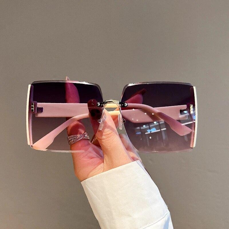 New Square Frameless Retro Sunglasses for Women Fashion Vintage Glasses Men Luxury Trend Brand Designer Shades Eyewear