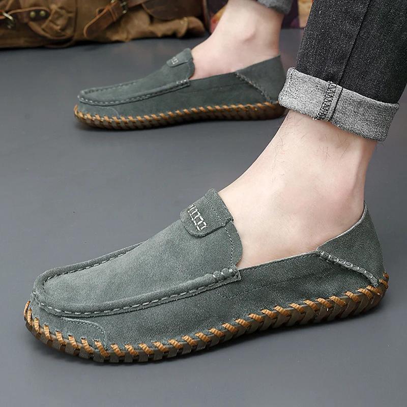 2024 Suede Leather Men Loafers Super Soft Casual Shoes For Men Slip On Male Moccasins Plus Size 38-47 Tenis Masculinos
