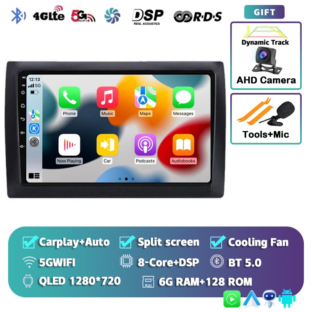 Android 14 CarPlay Auto Car Radio For Fiat Stilo 2001-2010 Multimedia Video Player GPS Navigation 4G+WIFI Stereo Audio Head Unit