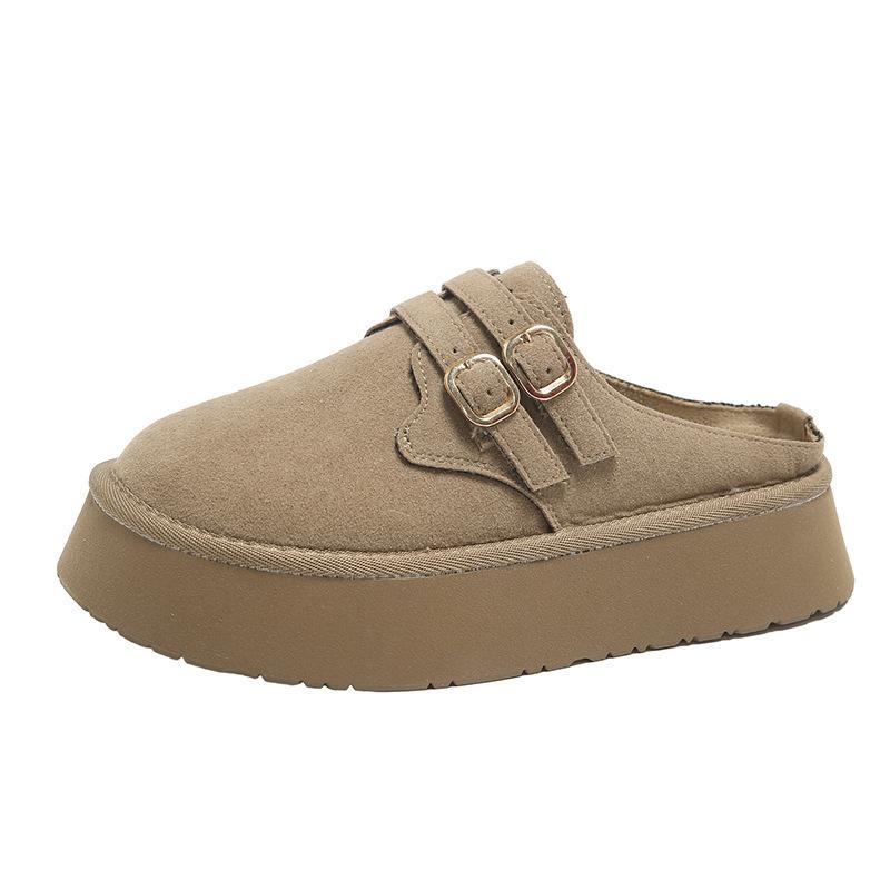 

Баотоу драг двубортные женские туфли на плоской подошве удобные тапочки пробка рыбалка полутапочки увеличивают рост и сочетаются 40