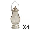 4xOld Fashioned Retro Flameless Lantern Hanging for Hiking Garden Desk Table Silver