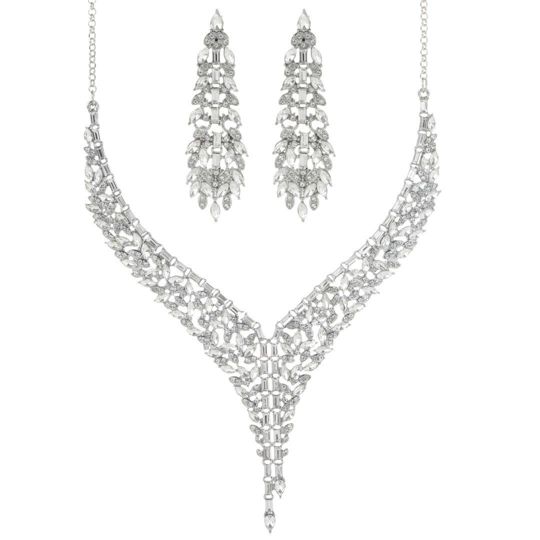 Набор новой женской модной бижутерии роскошный высококлассный набор аксессуаров к платью серебряный