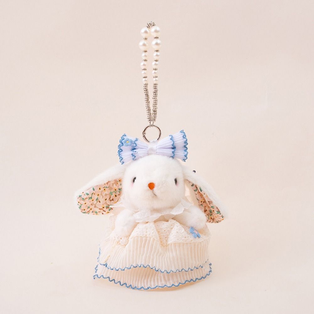 Bowknot Drooping Ear Rabbit Pendant Plush Stuffed Bag Hanging Pendant Plush Rabbit Keychain  Unisex