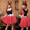 Elegante Costume Sexy da Donna Adulta con Personaggio Minnie Mouse a Pois per Halloween
