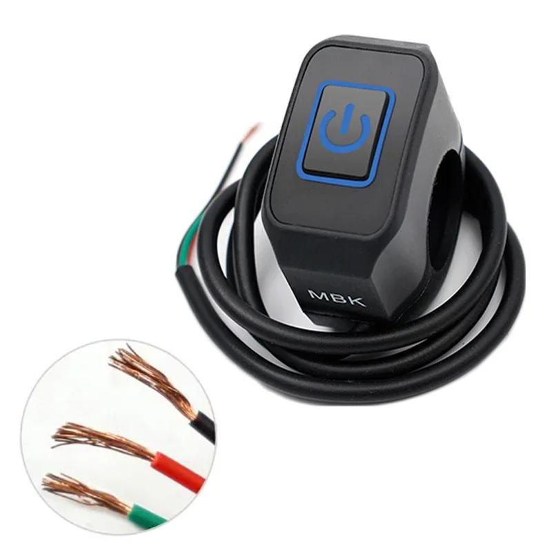 22mm Motorcycle Switch Button Handlebar Mount Waterproof Modified Switch Headlight Horn Control ON/OFF with LED Display Lamp