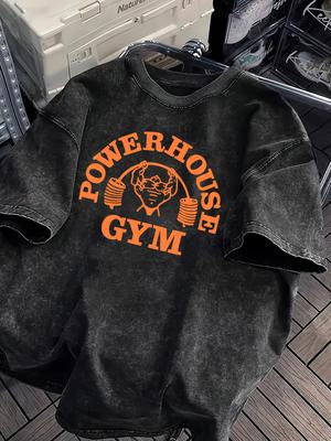 2026 Retro Tvättad Gorilla World Gym Tryck Bomull Herr Dam T-shirt Sommar Höst Vardag Utomhus Sport Avslappnad Gata Kortärmad Avslappnad T-shirt Toppar