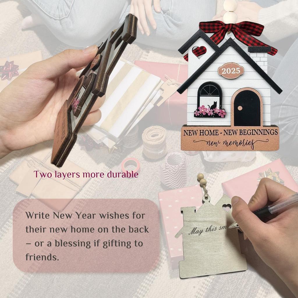 New Home Ornament 2025 - Housewarming Gifts for New Home, House Warming Gift for Women Couple Houseowners Ideas, Wooden First Home Chirstmas Ornament
