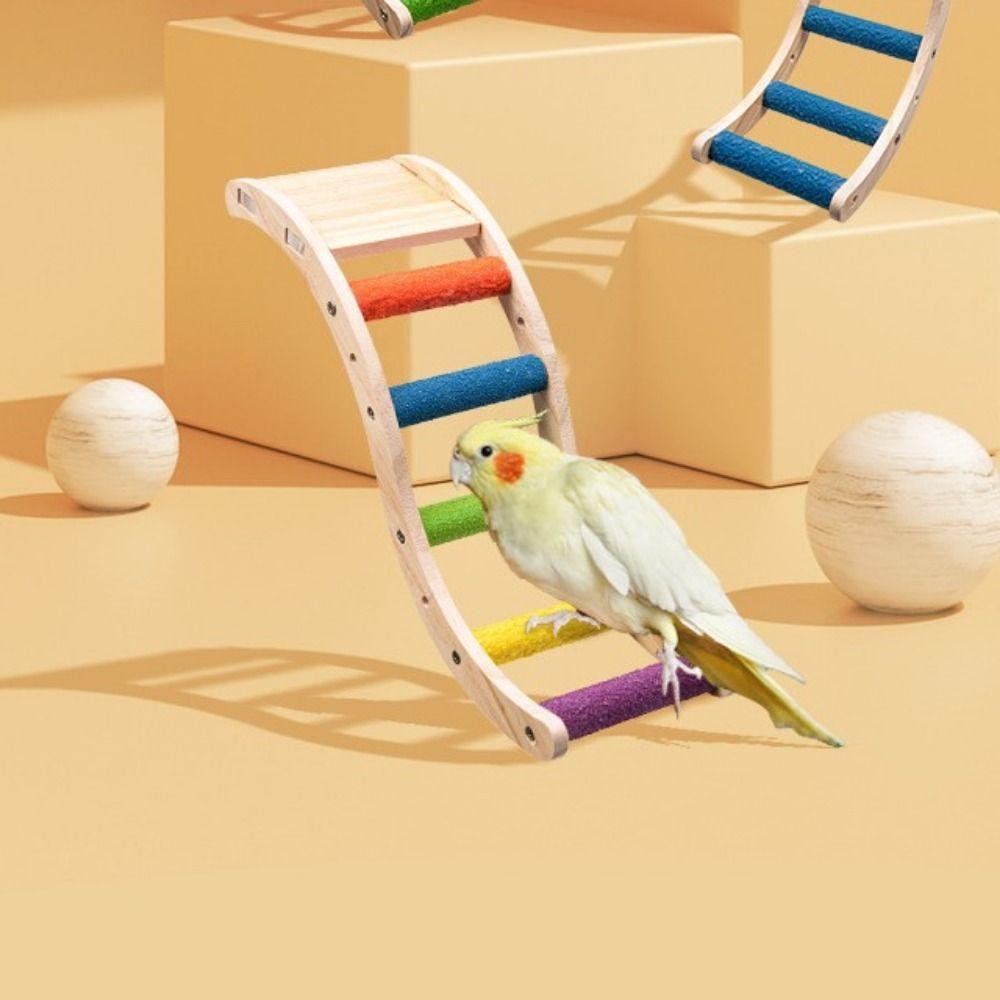 Grinding Claws Bird Wood Ladder Sturdy Parrot Climbing Rack Bird Perch Stand Toy  Perch Shelf