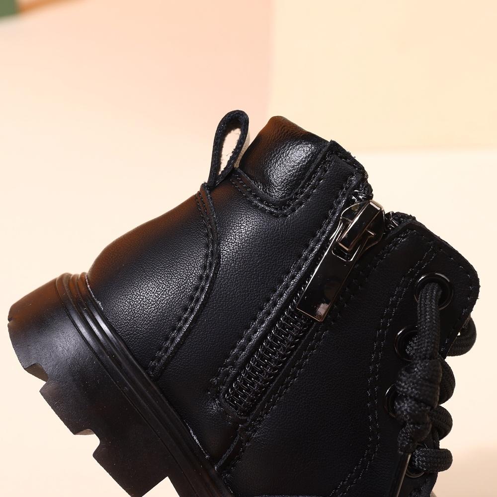 Autumn Baby Shoes Leather Boys Ankle Boots Soft Sole Zip Side Toddler Kids Girls Boots 15-25