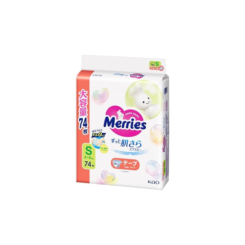 Merries [Tape Type, Size S] Dry Air Through (4-8kg) 74 Diapers []