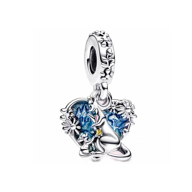 New Disney Charms Bracelet Winnie the Pooh Beauty and the Beast Dumbo Monsters Inc Jewelry for Women