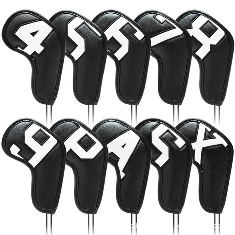 10Pcs Golfs Iron Head Cover Thick PU Leather Golfs Head Cover Replacement Headcover Protective Cover Easy to Use