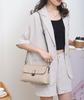 Full-Grain Leather Women's Underarm Square Bag - Lock Closure Single Shoulder Purse, Minimalist Multi-Pocket Crossbody for Work