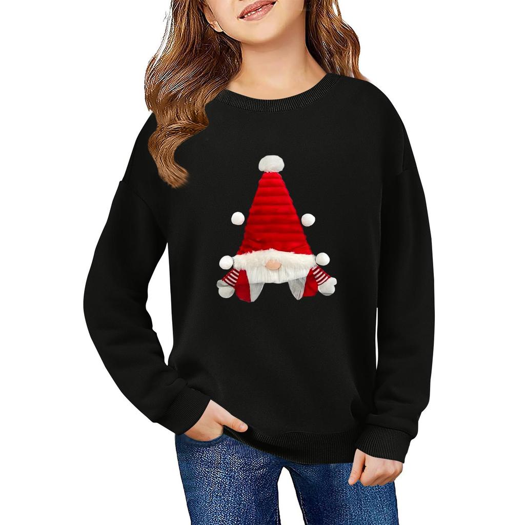 Children's Fashionable Casual Long-sleeved Loose Christmas Print Pullover Sweatshirt