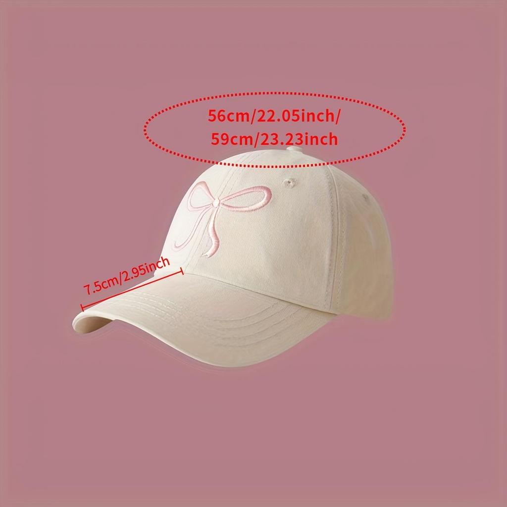 1pc Adjustable Cute Bow Baseball Cap - Sweet And Romantic Pink Design, Made of Lightweight Polyester, Couple'S Hat with a Soft Top
