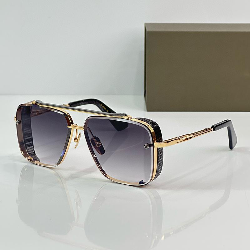 Men's Luxury Black Gold Diamond Cut Pilot Sunglasses Limited Edition Top Quality Hand Craft Double Bridge Alloy Solar Glasses