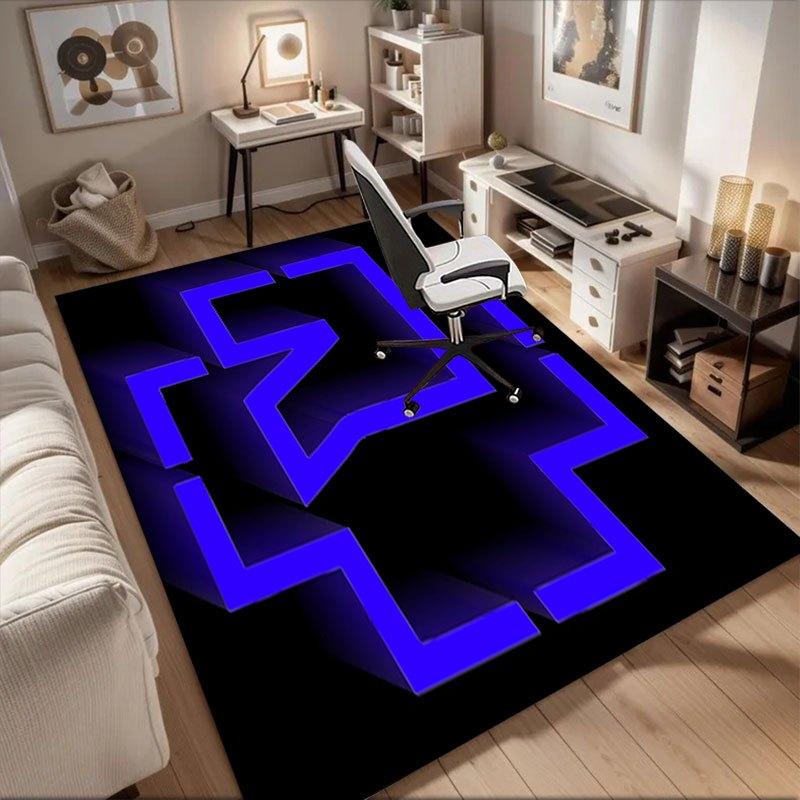 

Neon Blue Geometric Cube Wall Art Print Office Mat Perfect for Home Decor Office Desk Chair Rugs Chair Carpet for office Polyester Chair Ma 60cm by 90cm