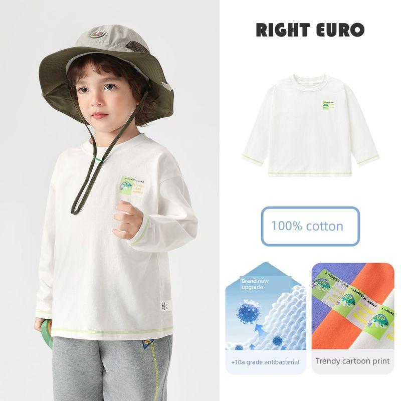 [Right Europe 2026 Spring New Collection Launch] Boys' Long-Sleeve 10A Antibacterial Sweat-Absorbing T-Shirt Baby Children's Clothing Base Layer Shirt