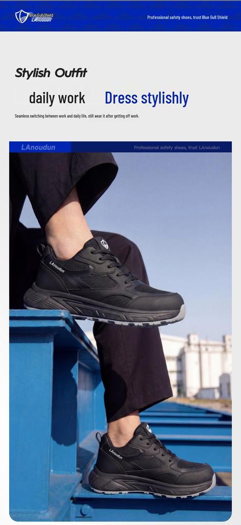 Blue Gull Men's Safety Shoes - Low-Top, Anti-Smash, Anti-Puncture, Wear-Resistant, Comfortable for All Seasons.