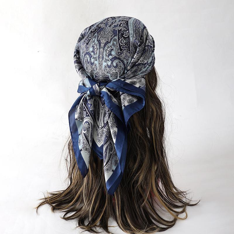 Women's Silk Hijab Scarf Luxury Brand Paisley Summer Headscarf Hijabs Bandana Shawl Handerchief Cheveux Foulard Femme 70X70CM