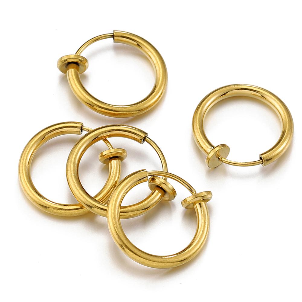 10pcs 2pcs Stainless Steel Retractable Clip On Ear Clip Hoop Non Piercing Round Earring Clips for Women Jewelry Making DIY