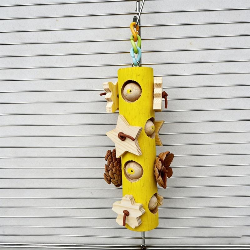 2PCS Wood Bird Chew Wooden Block Stick Toy For Pet Parrots Teeth Grinding And Stress Reduce Cage Entertainment Toy