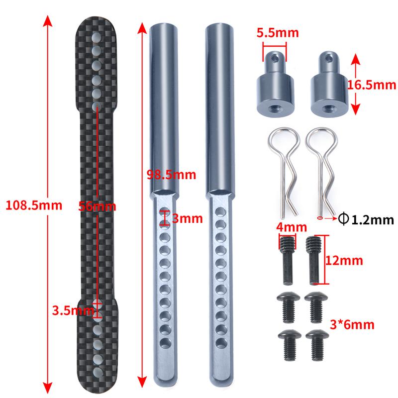 YEAHRUN RC Car Body Post Mounts Metal Alloy Front and Rear Shell Column for Axial SCX10 II 90046 1/10 RC Crawler Car Parts
