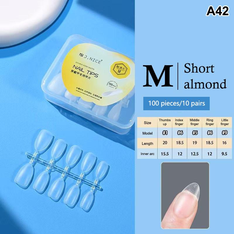 100Pcs Matte Full Cover Almond Nail Tips Soft Gel Fake Nails For Nail Salon Diy Manicure Home Nail Art Making